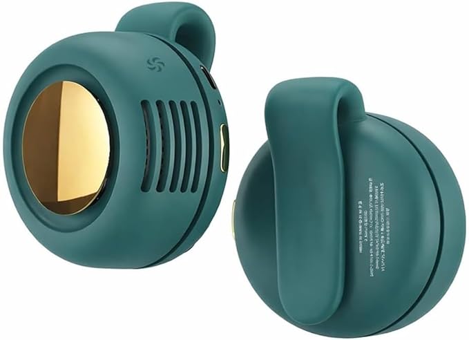 Oprtuisi Portable Bladeless Clip-On Mini Fan, Silent, 3-Speed, for Shirt and Waist (Green)