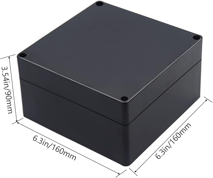 Project Box ABS Black Electrical Boxes IP65 Outdoor Waterproof Box Electronic Junction Box Power Enclosure with Cable Glands for DIY Project 6.3 x 6.3 x 3.54 inch (160x160x90mm)