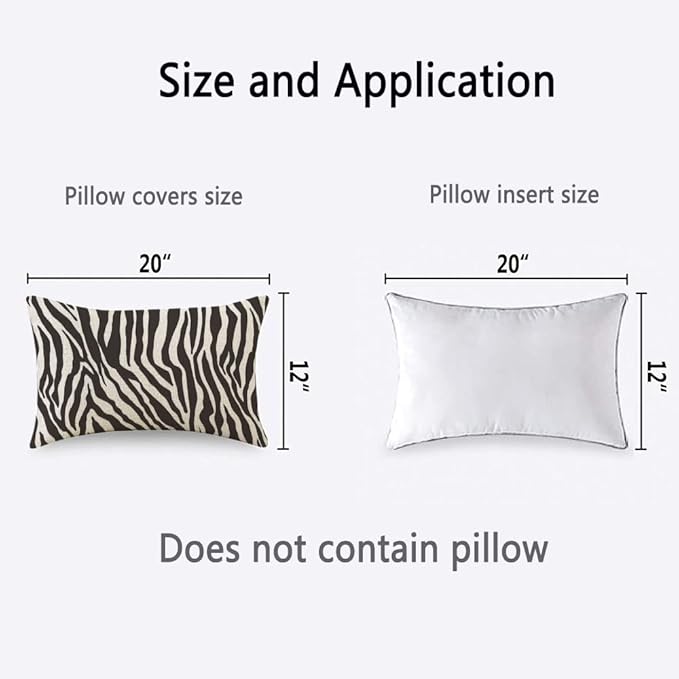 TKS MITLAN Zebra Print Pillow Covers 12 x 20 Inch Black White Leopard Line Stripes Wild Animal Skin Decorative Throw Pillow Covers Linen Cushion Case for Sofa Couch
