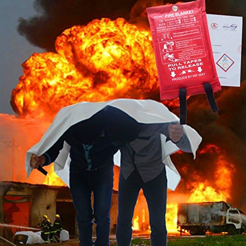 Inf-way Fire Blanket, 47.2''*47.2'' Fiberglass Fire Flame Retardent Emergency Surival Fire Shelter Safety Cover (M(47.2''*47.2''))