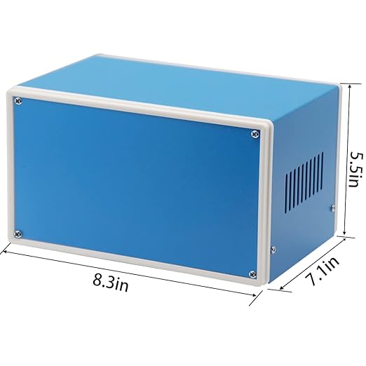 Zulkit Electronic Enclosures Blue Metal Enclosure Project Case DIY Box Junction Case Enclosure Preventive Case 8.3x7.1x5.5inch (210x180x140mm)