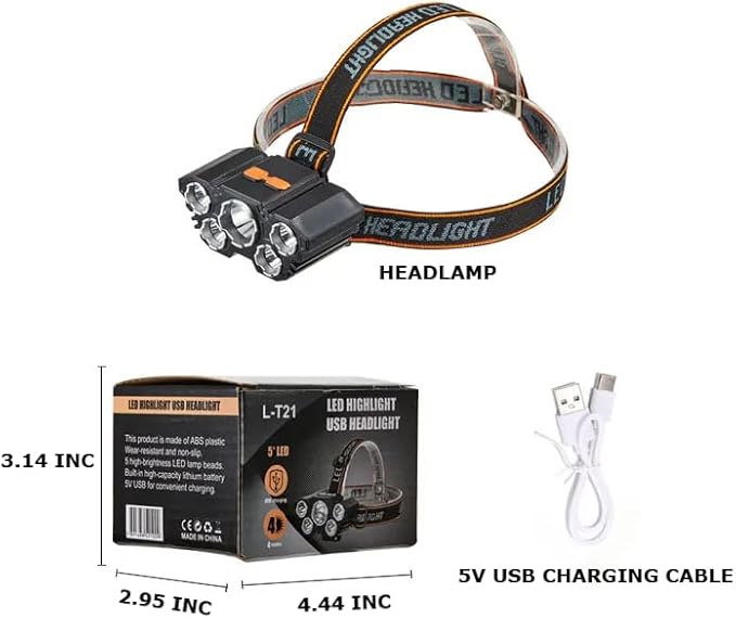 Rechargable Headlamp, Led Head Lamp with 4 Modes, Waterproof Head Lights For Forehead, Hard Hat Light, Adjustable Head Flashlight For Adults, Bright Coast Headlamp for Outdoor Camping, Hiking, Running