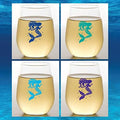 Set of 4 Shatterproof Designer 16 oz Plastic Wine Glasses MADE in the USA (MERMAIDS)