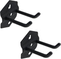 Pegboard Hooks Heavy Duty Metal Steel 3/8" Square Hole Peg Hooks Suitbale for 1.5" Spaced Pegboards Double Arm Wall Hooks for Organizing Tools in Home or Garage 2.5" Long Black- 2pcs