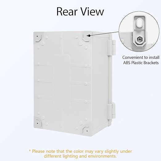 Junction Box IP65 Waterproof Dustproof ABS Plastic Enclosure, Outdoor and Indoor Project Box Hinged Cover with Mounting Plate Wall Brackets, Outer Dimension 11.8"x 7.9" x 6.3", Grey