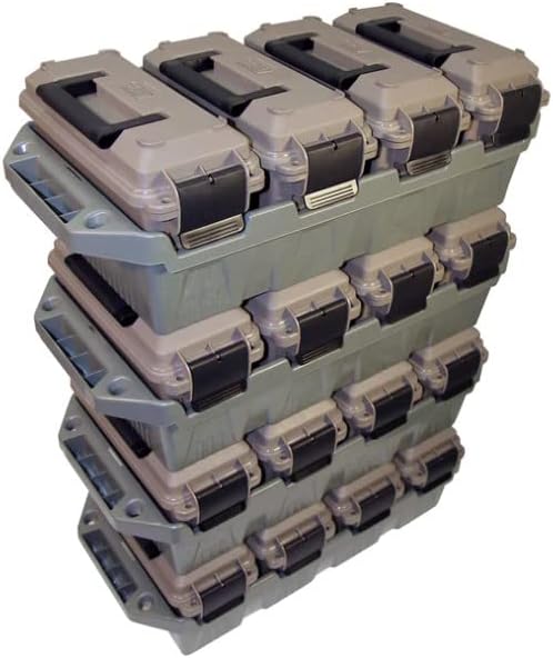 MTM AC4C 4-Can Ammo Crate, 30 Caliber, Convenient size, Stackable, Easy Carry and Transport of 30 Caliber Ammo, Rugged Tactical Carrying Crate, USA Made, Dark Earth/Army Green