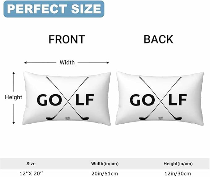 Black Golf Clubs Pillow Covers 12 X 20 Sports Themed Decor Symbol Golf Set of 2 Pillow Cases Velvet Outdoor Throw Cushion Pillowcases Decorative for Home Bed Sofa Couch Hotel