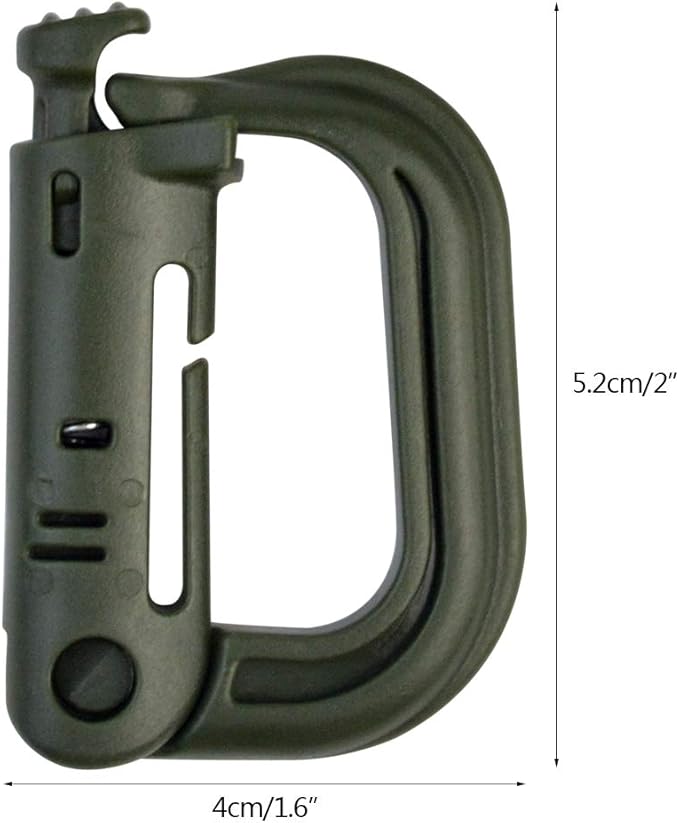 Topbuti 18 pcs Multipurpose Grimlock D-Ring Locking Molle Clips Hanging Hook for Webbing Strap Molle Bag Tactical Backpack