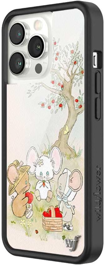 Wildflower Cases - Compatible with iPhone 13 Pro | Protective Black Bumper, 6.5ft Drop Test Certified, Women Owned Small Business | Animals Picnic Dainty Aesthetic Cute Trendy | Mice Friends