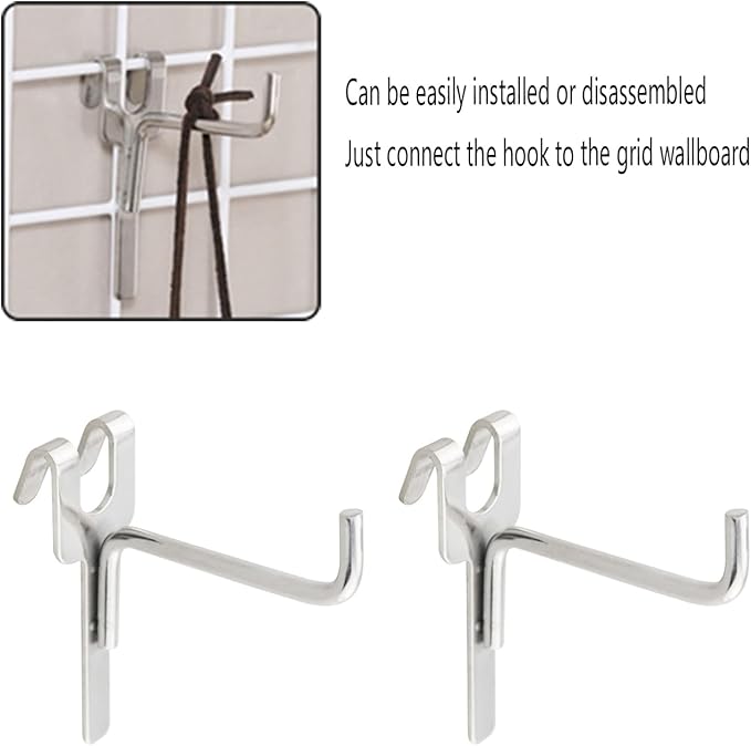 4PCS Mesh Storage Hooks Stainless Steel Multi Purpose Organization Hooks 2.4x2x0.8 inches for Home Store and Retail Item Display