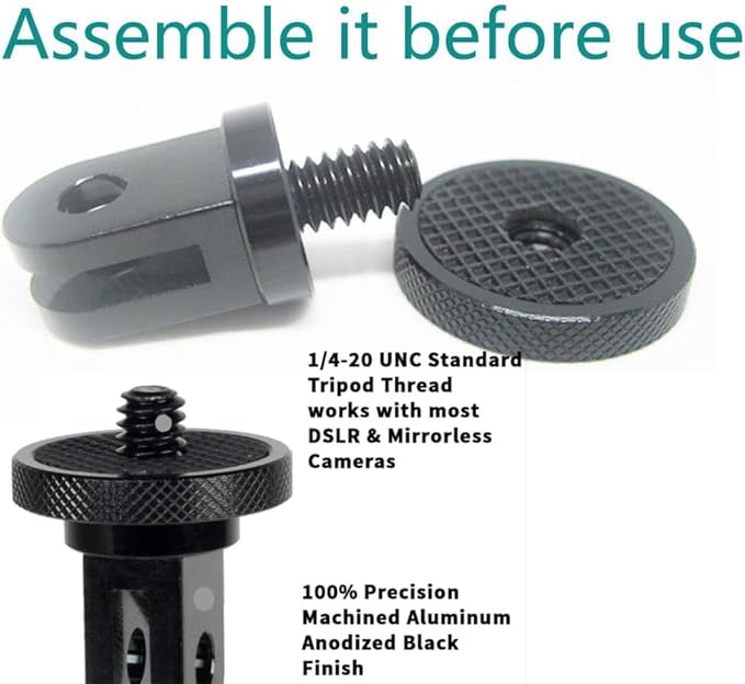 Aluminum Camera Tripod Adapter 1/4"-20 Conversion Adapter Mounts Compatible with Gopro Action Cameras Insta360 and Other Standard 1/4 Accessories, Quarter Inch Mount Adapter (Type AA)
