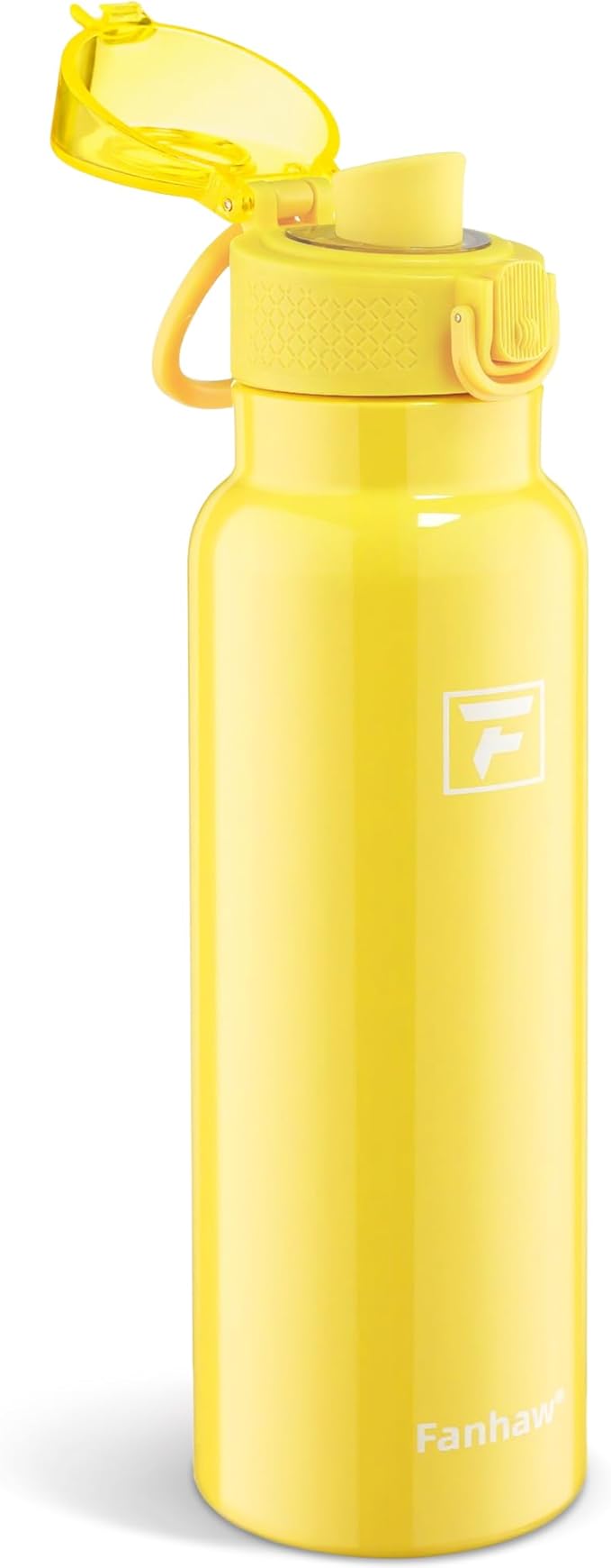 Fanhaw Daylite Series 24 oz Stainless Steel Insulated Water Bottle with Silicone Spout Lid, Double-Wall Vacuum Leakproof Metal Bottle, Anniversary Birthday Gift for Kids, Women & Men (Bright Yellow)