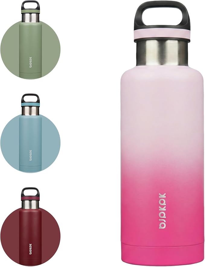 BJPKPK Insulated Water Bottle 32OZ Stainless Steel Water Bottle with Handle Double Walls Vacuum Insulated BPA Free Flask, Cherry