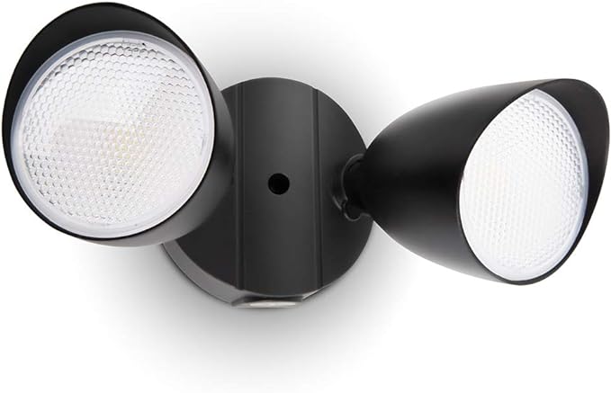 LUTEC 6222B 3500 Lumen 32 Watt 28 LED Dual-Head Floodlight Outdoor, Full Metal Design, Waterproof Exterior Security Wall Light 5000K for Patio, Garden, Yard-Black