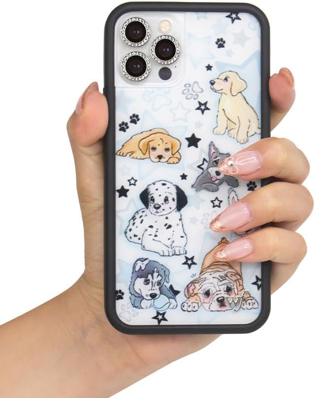 Wildflower Cases - Compatible with iPhone 13 Pro | Protective Black Bumper, 6.5ft Drop Test Certified, Women Owned Small Business | Blue, Dogs, White, Animals, Trendy, Cute | Puppy Party