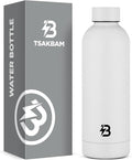 Insulated Water Bottle with Lid, 17 oz Reusable Leak-Proof Metal Stainless Steel Water Bottles for Travel, Sports, Gym, Outdoor (White)