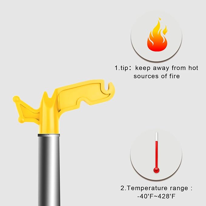 BOXOB 2pcs Christmas Light Extension Pole Hook Heads, 3/4" Inner Diameter Multi-Purpose Plastic Utility Hanger Attachment Screw on Telescoping Pole Handle Hooks for Hanging Light (Yellow)