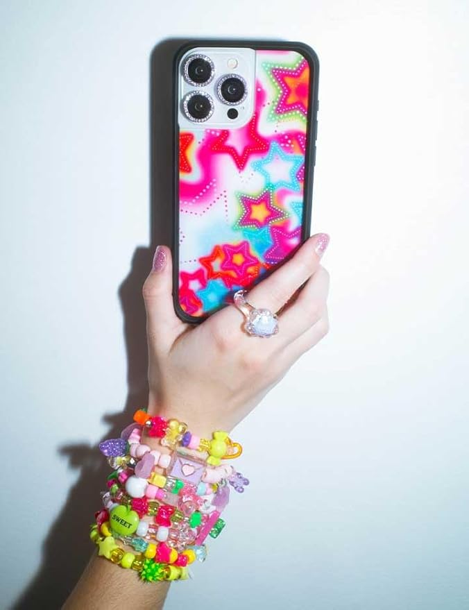 Wildflower Cases - Compatible with iPhone 13 Pro |Protective Black Bumper, 6.5ft Drop Test Certified, Women Owned Small Business | Bright Stars Red Blue Green Orange Cute Trendy | Stardust