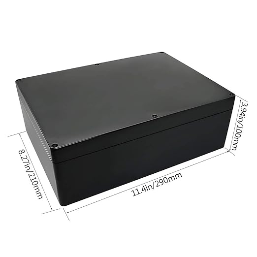 LeMotech Project Box ABS Plastic IP65 Waterproof Dustproof Electrical Junction Box Outdoor Enclosure for Electronics Black 11.41" x 8.26" x 3.93" (290 x 210 x 100mm)