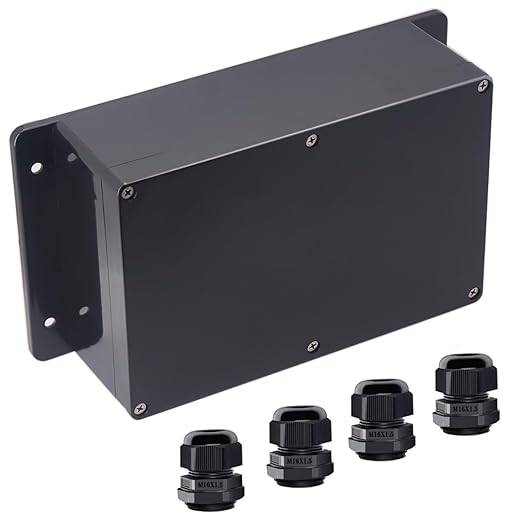 Junction Box IP65 Waterproof ABS Plastic Electrical Project Case Power Junction Boxes, Project Box with Fixed Ear Black 9.06x5.90x3.43 inch (230 x 150 x87 mm)