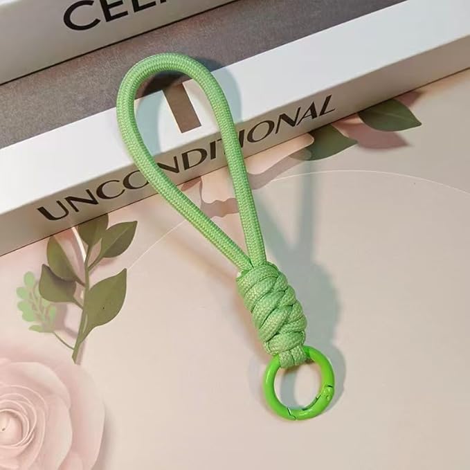 Colorful Braided Paracord Keychain, 12cm Length, Multi-Color Pack with Ring, Decorative Woven Rope Strap