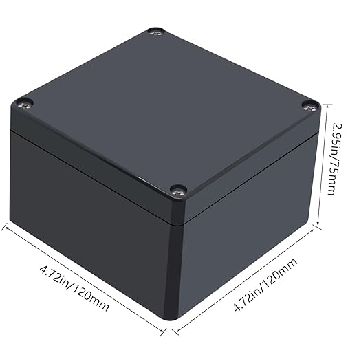 Project Box IP65 Waterproof Junction Box ABS Plastic Black Electrical Boxes DIY Electronic Project Case Power Enclosure 4.72x4.72x2.95 inch (120x120x75mm)