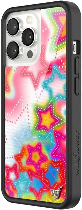 Wildflower Cases - Compatible with iPhone 13 Pro |Protective Black Bumper, 6.5ft Drop Test Certified, Women Owned Small Business | Bright Stars Red Blue Green Orange Cute Trendy | Stardust
