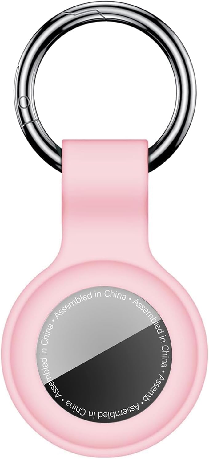 Linsaner Compatible with AirTag Case Keychain for Air Tag Holder Silicone for AirTags Key Ring Cases Tags Chain foe for Apple for AirTag GPS Item Finders Accessories，Pink