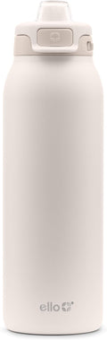 Ello Pop & Fill 32oz Stainless Steel Water Bottle with Quick Fill Technology, Double Walled and Vacuum Insulated Metal, Leak Proof Locking Lid, Sip and Chug, Reusable, BPA Free, Tonal Cream