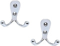 FAPBADRI Multipurpose Hooks, Used to Hang Clothes, Bags, Coats, Curtain Hold Backs, Keys, Colour - Silver, Material - White Metal, Screws and Wallplugs Included, Pack of 4 Pieces