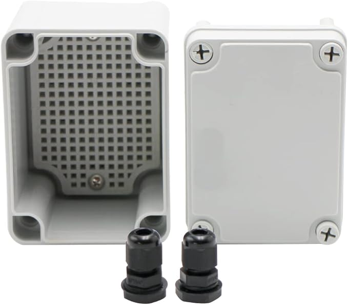MAKERELE Weatherproof Outdoor Box Electrical with Cover 4.33”3.15”3.35” (1108085mm) Outdoor Universal Durable Cable Enclosure Dustproof with 2 NPT 1/4” Glands