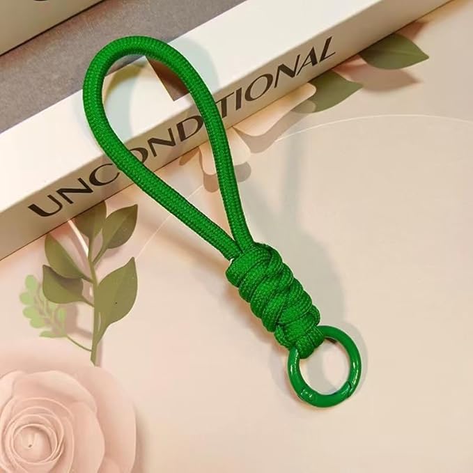 Colorful Braided Paracord Keychain, 12cm Length, Multi-Color Pack with Ring, Decorative Woven Rope Strap