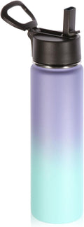 Volhoply 24 Ounce Insulated Water Bottle with Straw Lid,Stainless Steel Wide Mouth Sport Bottles with Handle,Double Wall Vacuum Cups Keep Cold,Reusable Travel Thermal Cups For Holder(Purple Blue,1)