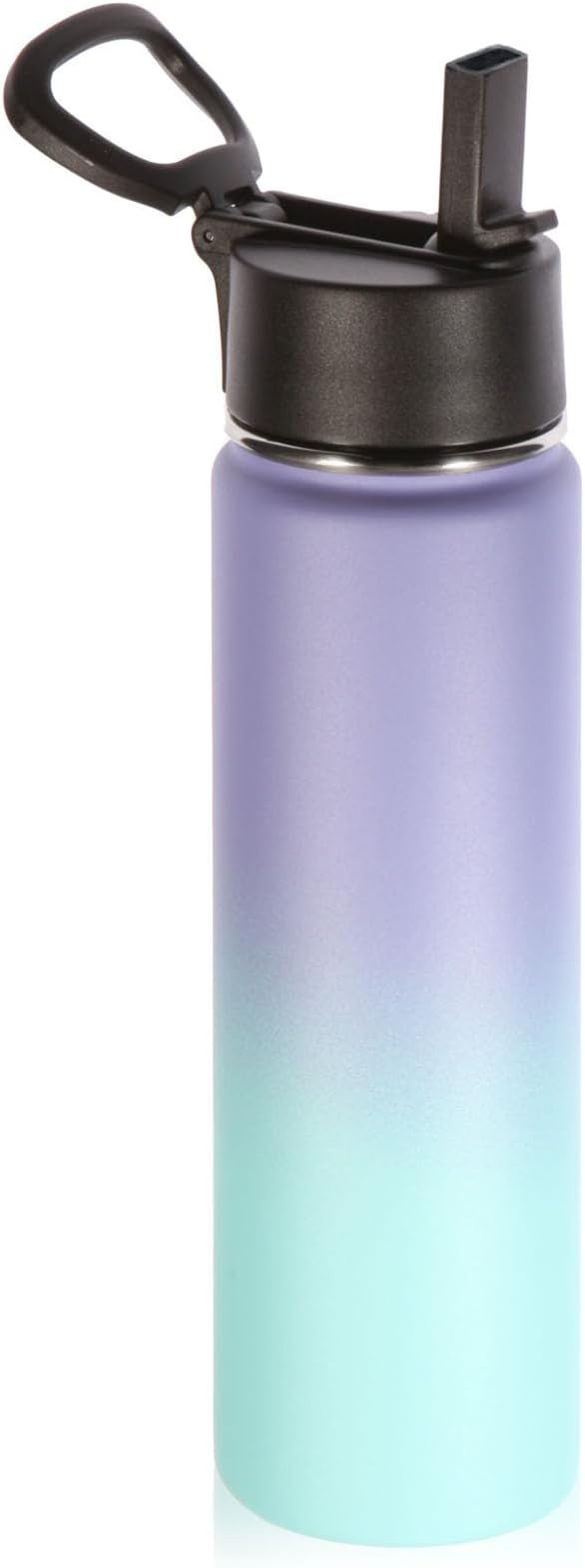 Volhoply 24oz Insulated Water Bottle With Straw Bulk 3 Pack,Metal Wide Mouth Water Bottles With Handle Keep Cold,Reusable Double Wall Cups,Powder Coated Sport Bottle For Holder(Purple Blue,3 Count)