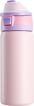 Fijinhom 24 oz Insulated Water Bottle with 2-in-1 Straw and Spout Lid, Stainless Steel Double Wall Vacuum Flask, Sports Water Bottle Keeps Cold 24H, Leak Proof for Gym, Outdoor, Travel (Pink)
