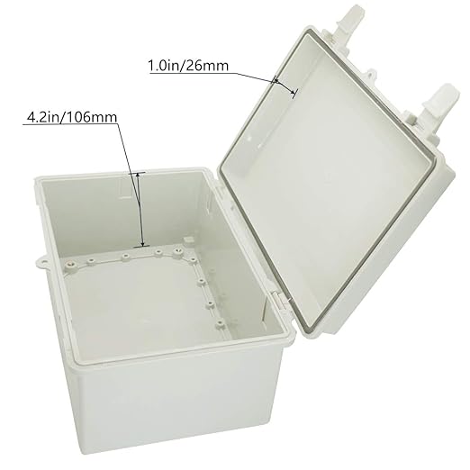 Zulkit Junction Box ABS Plastic Dustproof Waterproof IP65 Electrical Boxes Hinged Shell Outdoor Universal Project Enclosure with 2 Cable Glands 11.42 x 7.48 x 5.51 Inch (290x190x140mm)