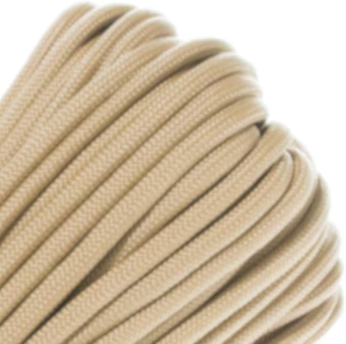 Paracord Planet Solid Color 550lb Paracord – 7 Strand Type III Nylon Cord for Indoor and Outdoor Tasks – Tan (25 ft)