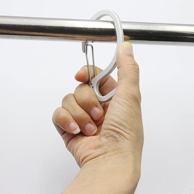 6 Pack S-Shaped Hooks with Clip Anti Drop S Hooks with Safety Buckle to Prevent Falls Multipurpose Aluminum S Hook for Hanging Plants, Closet, Kitchen Utensil, Bags