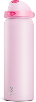 40 oz Insulated Water Bottle for Sports: Meoky Stainless Steel Water Bottle with 2-in-1 Straw and Spout Lid - Leak Proof, Cold for 24 Hours, Protective Silicone Base, BPA-Free for Women Gym, Blush