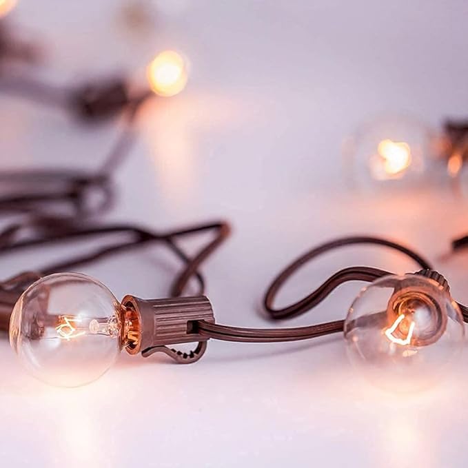 G40 Replacement Bulbs, 15 Pack Incandescent Light Bulbs for Outdoor String Lights, 5 Watt E12 Bulb Candelabra Base, Clear Globe Light Bulbs for Patio Cafe Garden Decor, Warm White 120V 5W