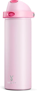 24 oz Insulated Water Bottle for Sports: Meoky Stainless Steel Water Bottle with 2-in-1 Straw and Spout Lid - Leak Proof, Cold for 24 Hours, Fits in Car Cup Holder, BPA-Free for Women Travel, Blush