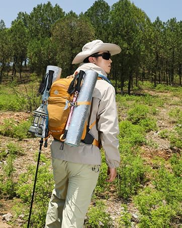 35L Hiking Backpack Detachable Frame Backpack with Rain Cover Waterptoof Travel Backpack for Women Men Daypack for Camping (Yellow)