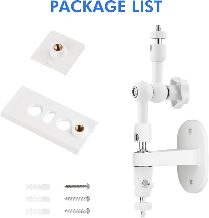 2-in-1 Wall Mount for Ring Solar Panel (2W/4W) & Stick Up Cam Battery, Ring Spotlight Cam Plus/Pro (Battery), Adjustable Angle for Optimal Outdoor Sunlight Exposure, White