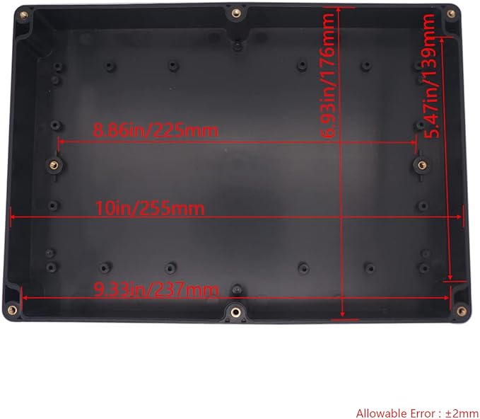 Project Box IP65 Waterproof Junction Box ABS Plastic Black Electrical Boxes DIY Electronic Project Case Power Enclosure 10.35x7.17x2.36 inch (263x182x60 mm)