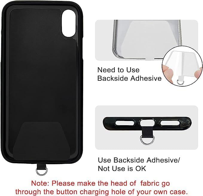 takyu Cell Phone Lanyard, 2 Pack Phone Tether with 4 Pcs Detachable Fabric Pad and Extral Carabiner Compatible with Most Smartphones in Full Coverage Case (Black Black)