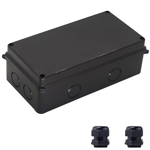 Electrical Box, Outdoor Waterproof Box IP65 Junction Box with Reserved Holes,ABS Plastic Project Box Power Cord Enclosure Black 7.9 x 3.4 x 2.8 inch(200x100x70mm)