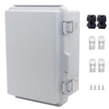 IP67 Waterproof Junction Box, ABS Plastic Electrical Enclosure with Stainless Steel Latch, Hinged Cover Electric Box with Mounting Plate, Wall Brackets & Cable Glands 175x125x95