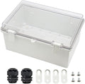 Zulkit Junction Box ABS Plastic Dustproof Waterproof IP65 Electrical Boxes Hinged Shell Outdoor Universal Project Enclosure Clear Cover with 2 Cable Glands 11.4 x 7.5 x 5.5 inch(290x190x140mm)