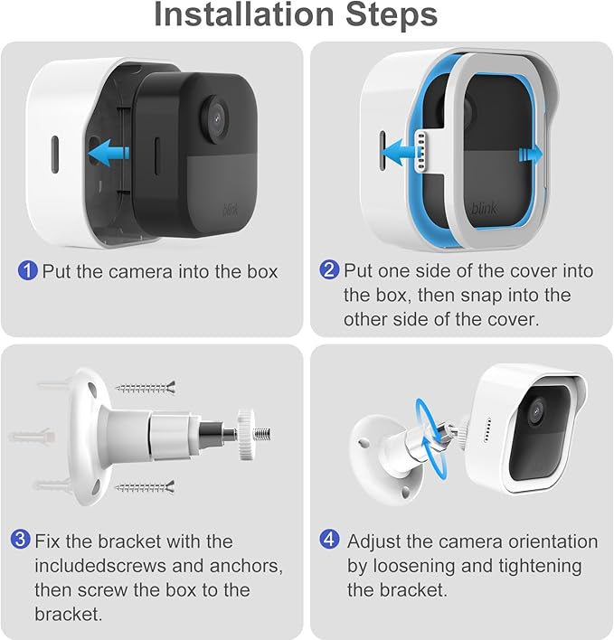 Blink Outdoor 4th Gen Camera Mount, 2Pack Weatherproof Housing and 360 Degrees Adjustable Bracket with Sync Module Mount for Blink Outdoor Camera System (White, Cameras not Included)