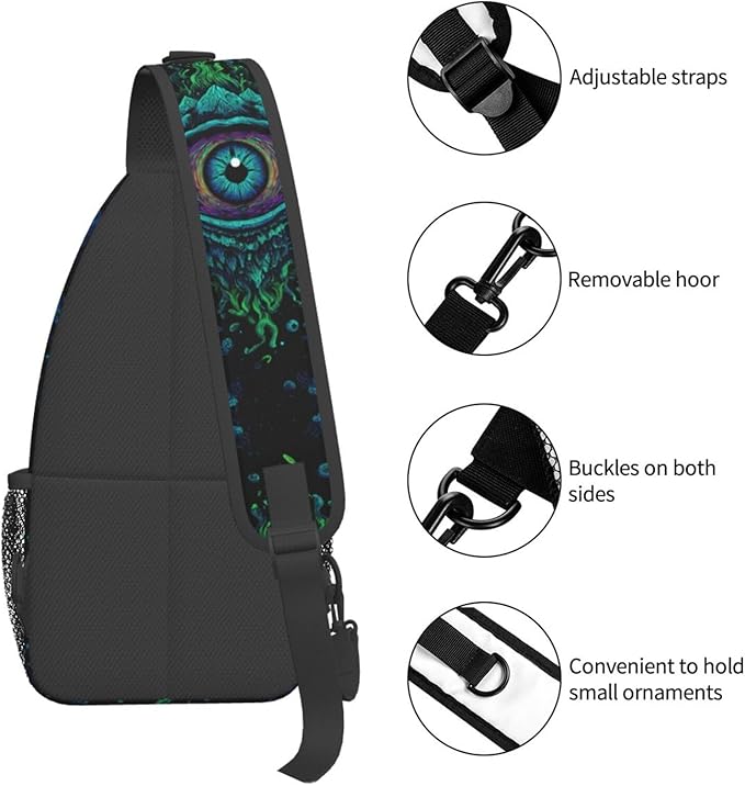 Psychadelic Trippy Art Sling Bag Crossbody Travel Hiking Chest Backpack Shoulder Daypack For Women Men